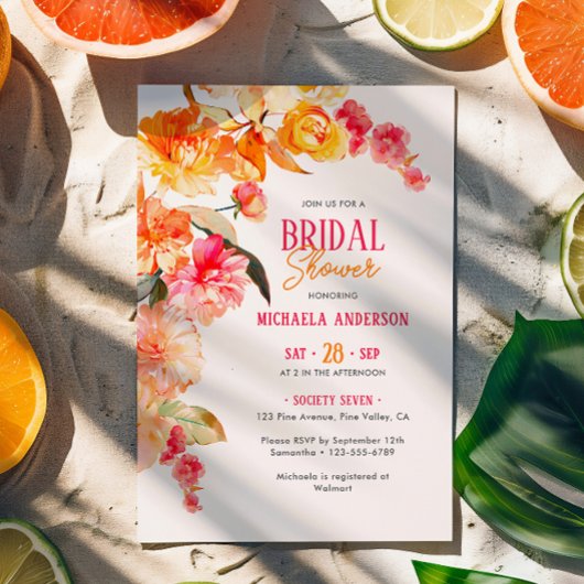 Helles Brautparty mit Blumenmotiven/Brunch Einladung