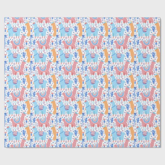 Helles buntes Alpaka-Muster Geschenkpapier (Flach)