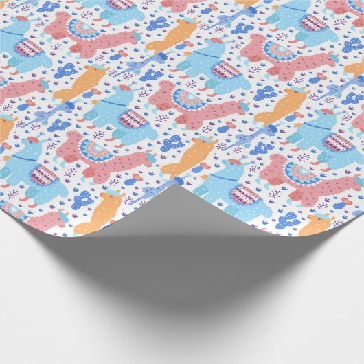 Helles buntes Alpaka-Muster Geschenkpapier (Ecke)