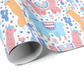 Helles buntes Alpaka-Muster Geschenkpapier (Rolleneckpunkt)
