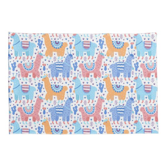 Helles buntes Alpaka-Muster Kissenbezug (Rückseite-Rechts)