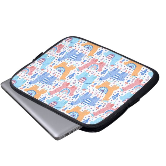 Helles buntes Alpaka-Muster Laptopschutzhülle (Vorne Knopf)