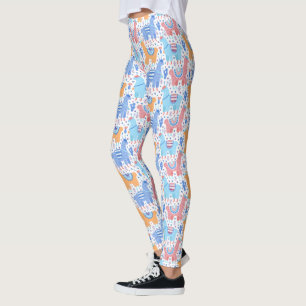 Helles buntes Alpaka-Muster Leggings