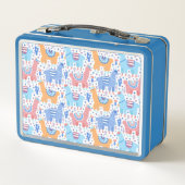 Helles buntes Alpaka-Muster Metall Brotdose (Rückseite)