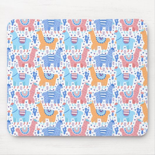 Helles buntes Alpaka-Muster Mousepad (Vorne)