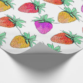 Helles buntes Aquarell-fruchtige Erdbeeren Geschenkpapier (Ecke)