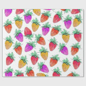 Helles buntes Aquarell-fruchtige Erdbeeren Geschenkpapier (Flach)