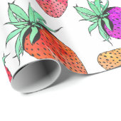 Helles buntes Aquarell-fruchtige Erdbeeren Geschenkpapier (Rolleneckpunkt)