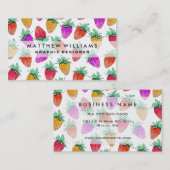 Helles buntes Aquarell-fruchtige Erdbeeren Visitenkarte (Vorne/Hinten)