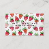 Helles buntes Aquarell-fruchtige Erdbeeren Visitenkarte (Vorderseite)