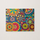 Helles buntes Boho Blumenmuster Puzzle (Horizontal)