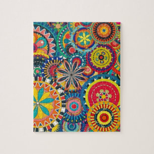 Helles buntes Boho Blumenmuster Puzzle