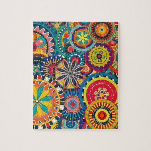 Helles buntes Boho Blumenmuster Puzzle (Vertikal)