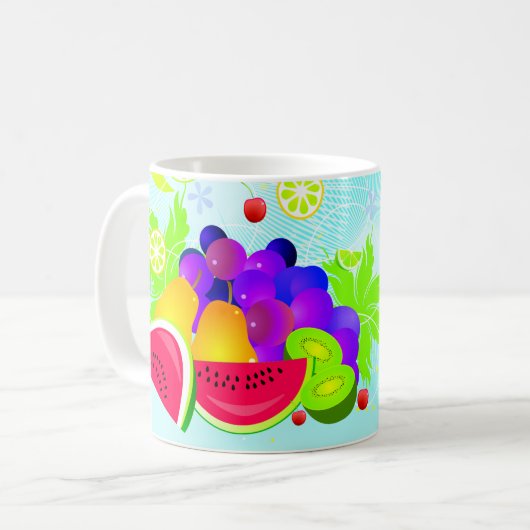 Helles, buntes Fruchtdesign Coffee Tasse Cup (Vorderseite Links)