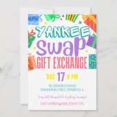 Helles buntes Yankee-Swap-Geschenk Exchange-Party Einladung (Vorderseite)