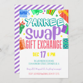 Helles buntes Yankee-Swap-Geschenk Exchange-Party Einladung
