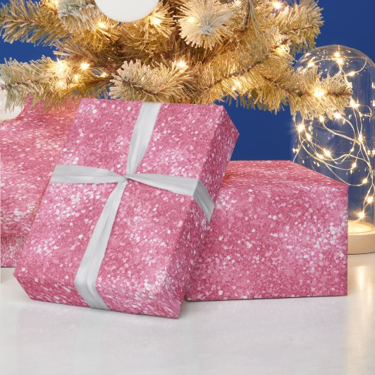 Helles Candy Feines Rosa Glitter Muster Geschenkpapier (Feiertage)