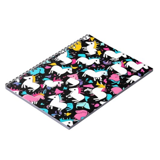 Helles Cartoon Unicorns-Notebook Notizblock (Linke Seite)