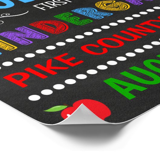 Helles Chalkboard Erster Tag Kindergartensignatur Poster (Ecke)