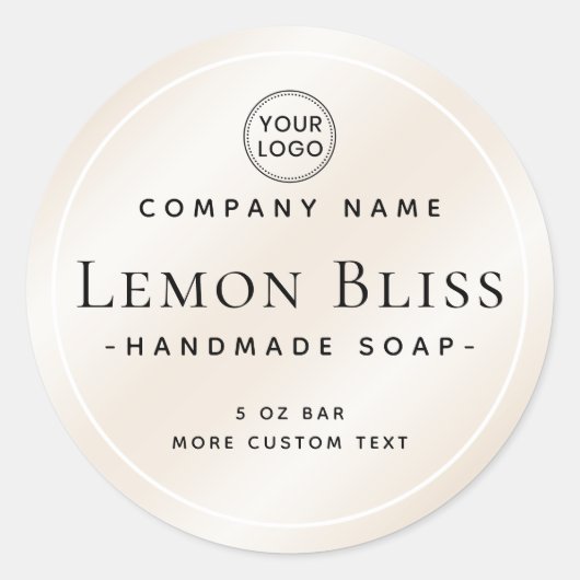 Helles Champagnerelfenbein mit elegantem, runden P Runder Aufkleber (Vorderseite)