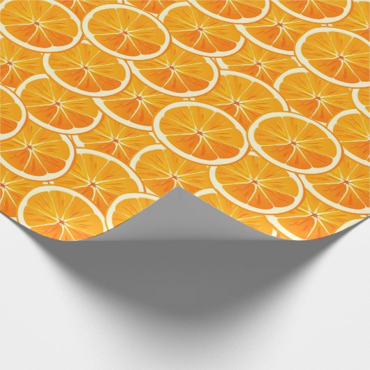 Helles Citrus Orange Slices Wrapping Paper Geschenkpapier (Ecke)