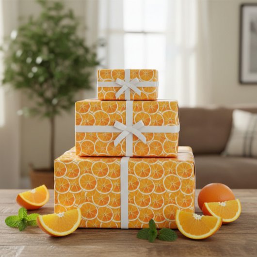 Helles Citrus Orange Slices Wrapping Paper Geschenkpapier