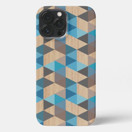 Helles Classic Blue Gray Wood Polygon Art Pattern iPhone Hülle (Rückseite)