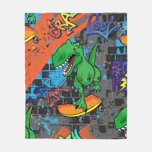 Helles, cooles nahtloses Muster mit Dinosaurier au Fleecedecke (Vorderseite)