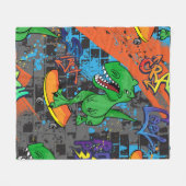 Helles, cooles nahtloses Muster mit Dinosaurier au Fleecedecke (Vorderseite (Horizontal))