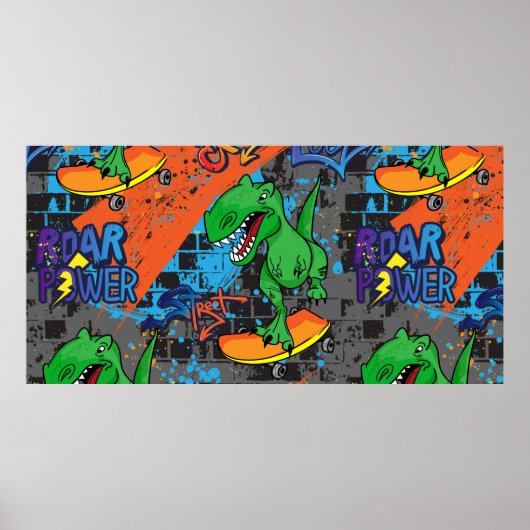 Helles, cooles nahtloses Muster mit Dinosaurier au Poster (Vorne)