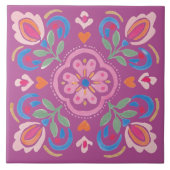 Helles Cottage Lila und Blau Blumenmuster Fliese (Vorderseite)