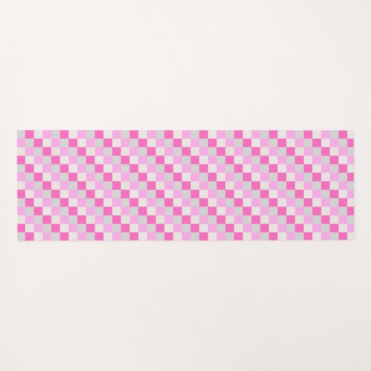 Helles, cremefarbenes Pink-Weiß-Karo-Muster Yogamatte (Rückseite (Horizontal))