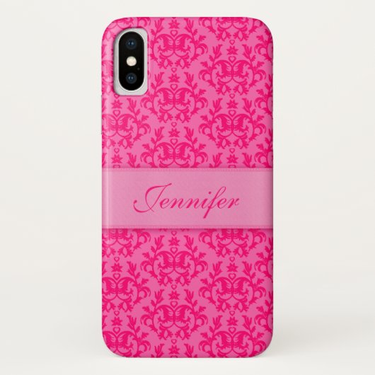 Helles Damast-Pink kundenspezifischer iphone Fall Case-Mate iPhone Hülle (Rückseite)