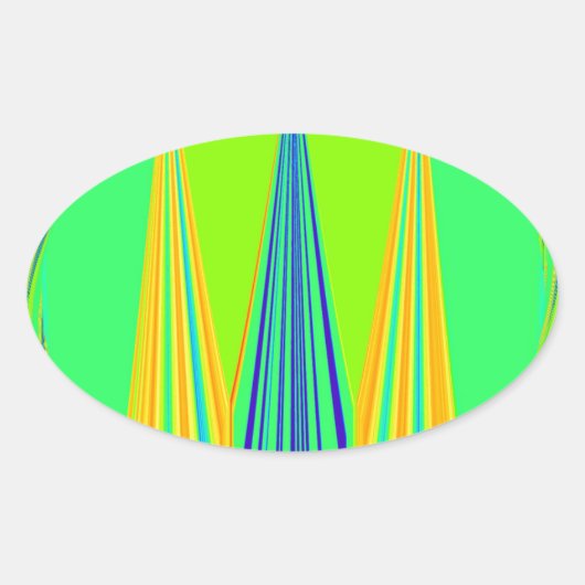 Helles Design Edgy Geometrie Neon Muster Ovaler Aufkleber (Vorderseite)