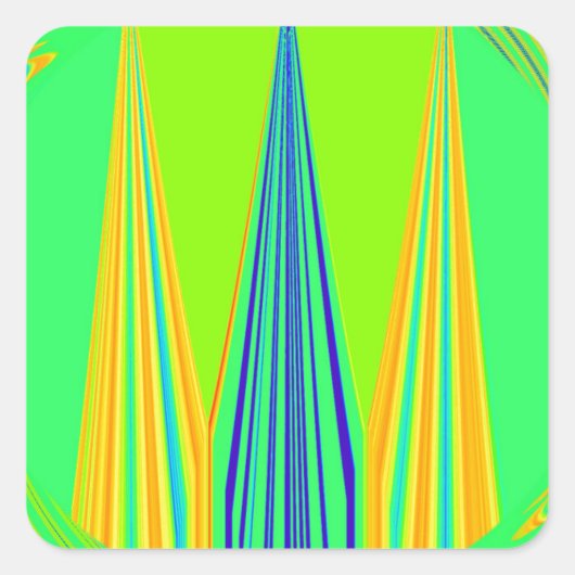 Helles Design Edgy Geometrie Neon Muster Quadratischer Aufkleber (Vorderseite)