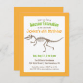 Helles Dinosaurier und Knochen-Kindergeburtstag-Pa Einladung (Vorne/Hinten)