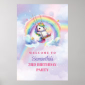 Helles Einhorn Pastell Magisches Mädchen Geburtsta Poster (Vorne)