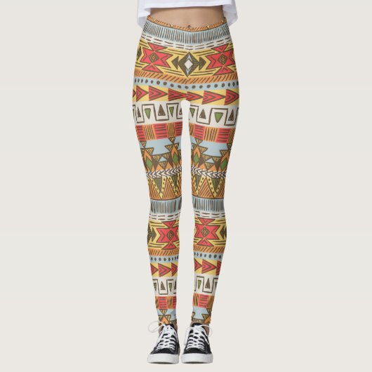 Helles ethnisches nahtloses Muster, farbenfroh. Leggings (Vorderseite)