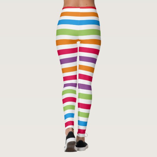 Helles, farbenfroh gestreiftes Muster Leggings (Rückseite)