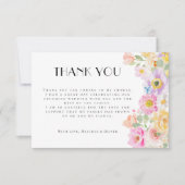 Helles farbenfrohe Blumengarten Brautparty Dankeskarte (Vorderseite)