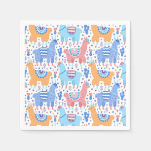Helles, farbenfrohes Alpaca-Muster Serviette