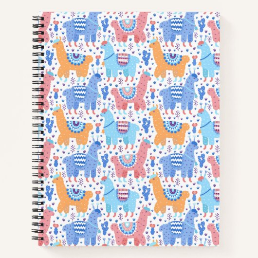 Helles, farbenfrohes Alpacatmuster Notizblock (Vorderseite)