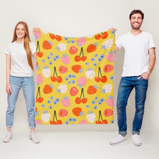 Helles, farbenfrohes Berry Frucht Muster Fleecedecke (Beispiel)