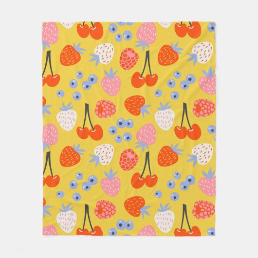 Helles, farbenfrohes Berry Frucht Muster Fleecedecke (Vorderseite)
