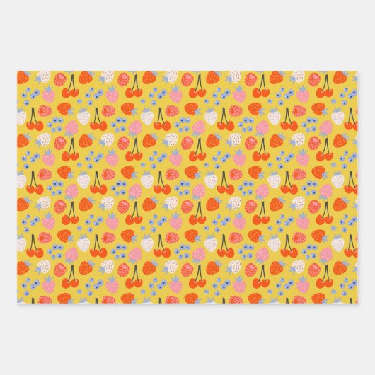 Helles, farbenfrohes Berry Frucht Muster Geschenkpapier Set (Vorderseite 2)