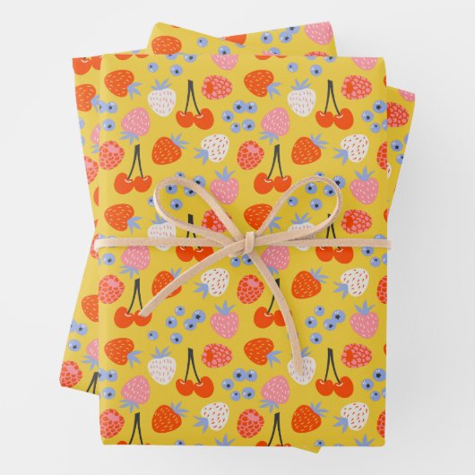 Helles, farbenfrohes Berry Frucht Muster Geschenkpapier Set (Beispiel)