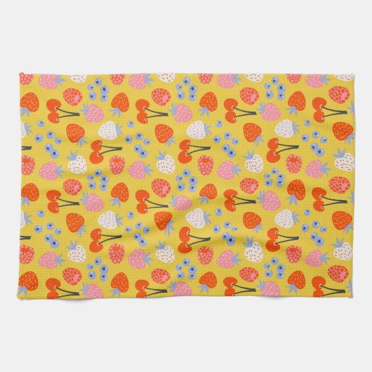Helles, farbenfrohes Berry Frucht Muster Geschirrtuch (Horizontal)