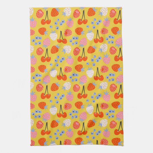 Helles, farbenfrohes Berry Frucht Muster Geschirrtuch (Vertikal)