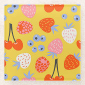 Helles, farbenfrohes Berry Frucht Muster Glasuntersetzer (Vorderseite)