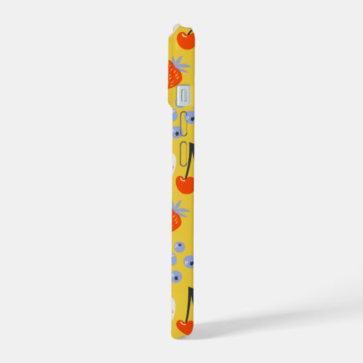 Helles, farbenfrohes Berry Frucht Muster iPhone 15 Hülle (Linke Seite)